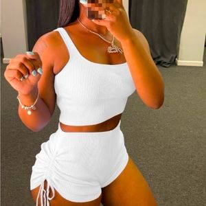 Two piece shorts set with cropped tank top
